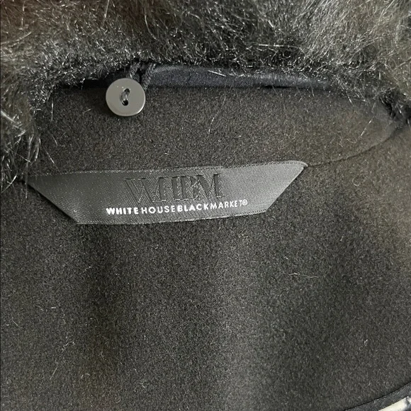 WHBM • NWT Black Fur-Collar Pea Coat - Picture 5 of 10